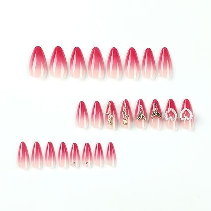 Uñas con pedrería para San Valentín rosado